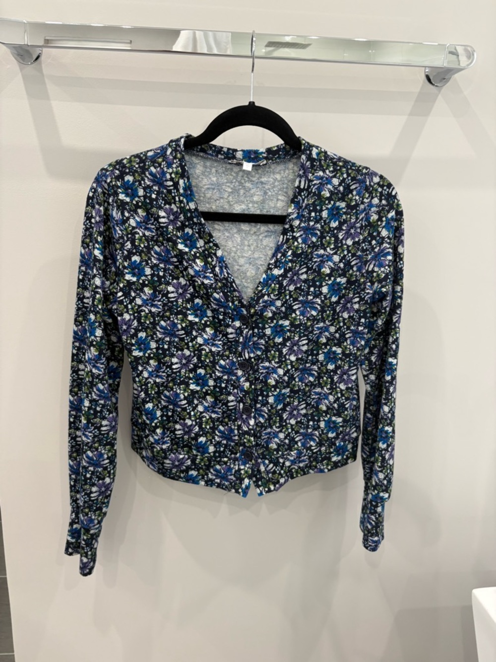 dELiA*s Blue & Black Floral Button-Up Cardigan